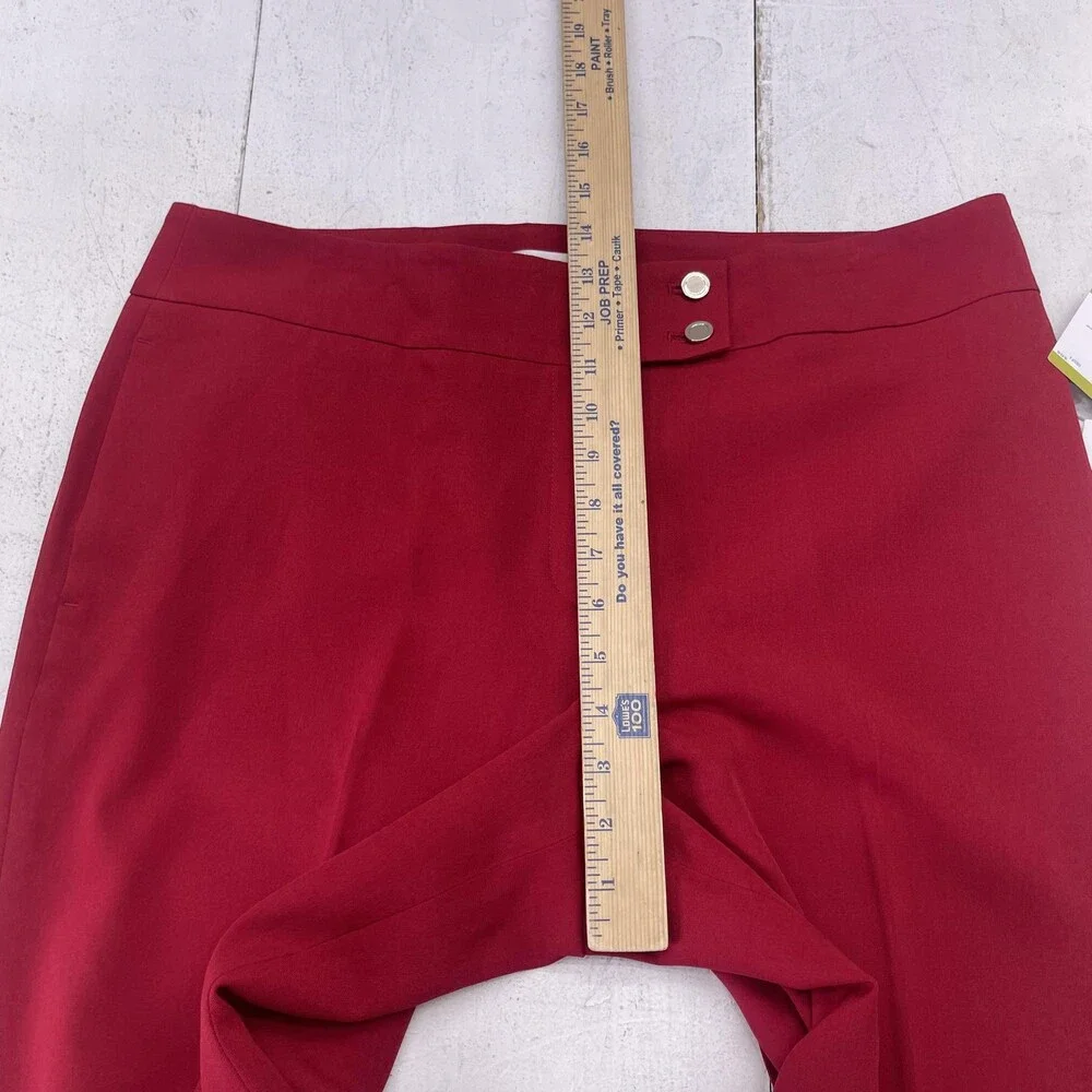 Kasper Dress Pants Womens 14P Red Crepe Wide Leg Zip Pockets Stretch Work Office - Picture 7 of 10